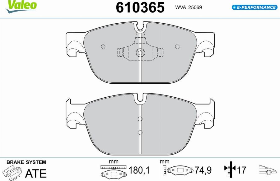 Valeo 610365 - Bremžu uzliku kompl., Disku bremzes www.autospares.lv