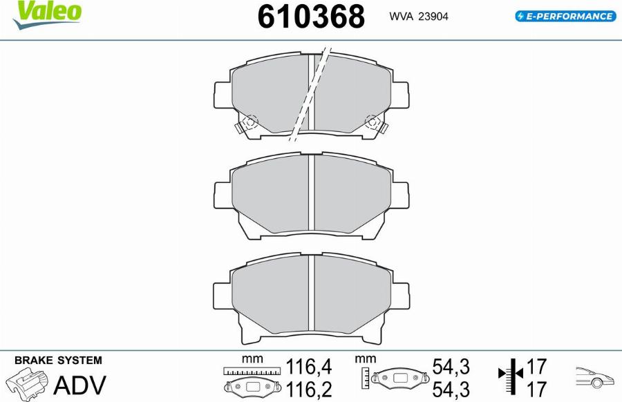 Valeo 610368 - Bremžu uzliku kompl., Disku bremzes www.autospares.lv