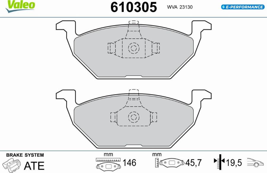 Valeo 610305 - Bremžu uzliku kompl., Disku bremzes www.autospares.lv