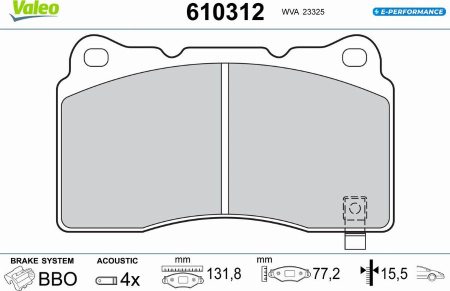 Valeo 610312 - Bremžu uzliku kompl., Disku bremzes www.autospares.lv