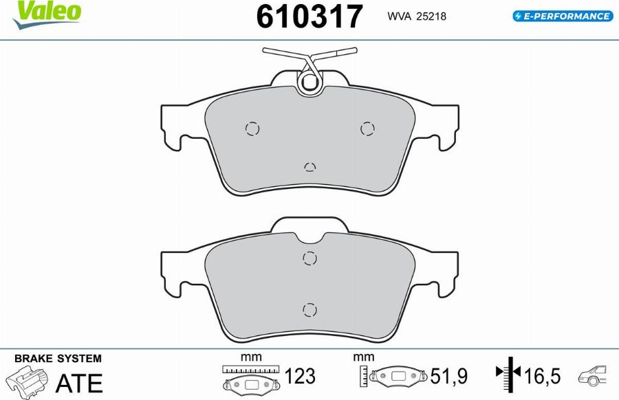 Valeo 610317 - Bremžu uzliku kompl., Disku bremzes www.autospares.lv