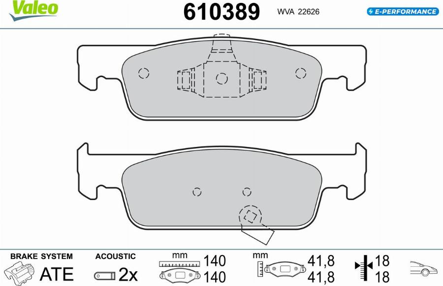 Valeo 610389 - Bremžu uzliku kompl., Disku bremzes www.autospares.lv