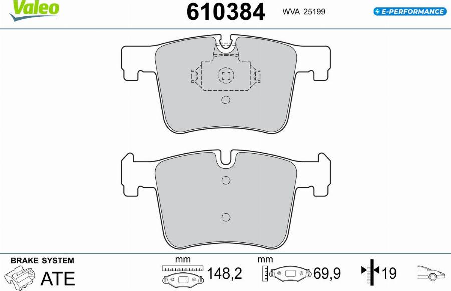 Valeo 610384 - Bremžu uzliku kompl., Disku bremzes www.autospares.lv