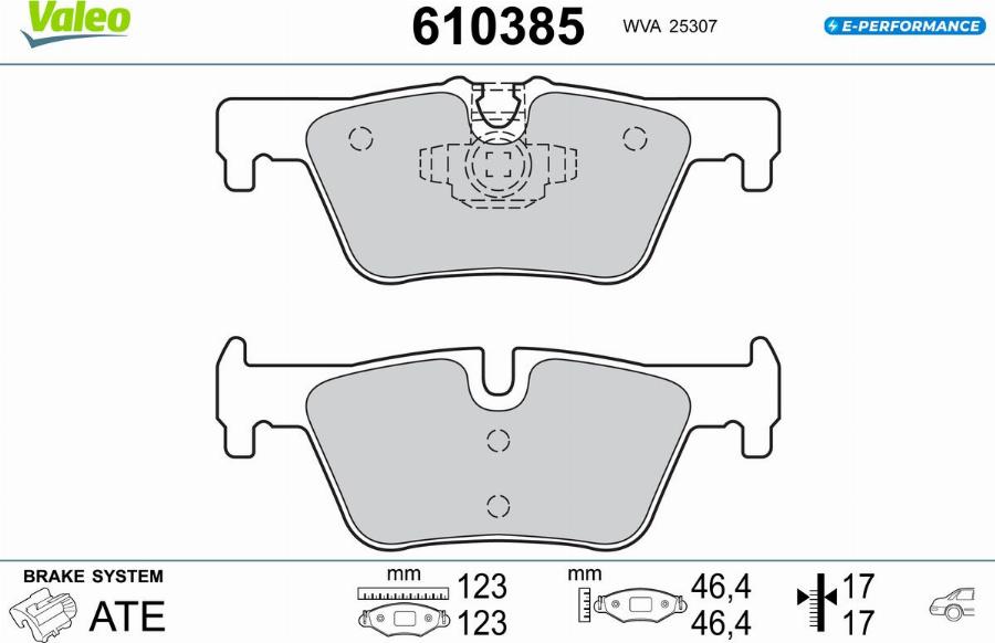 Valeo 610385 - Bremžu uzliku kompl., Disku bremzes www.autospares.lv