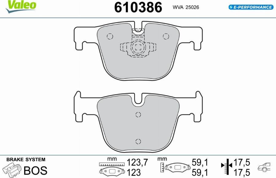 Valeo 610386 - Bremžu uzliku kompl., Disku bremzes www.autospares.lv