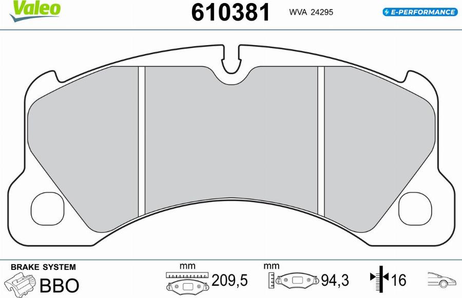 Valeo 610381 - Bremžu uzliku kompl., Disku bremzes www.autospares.lv