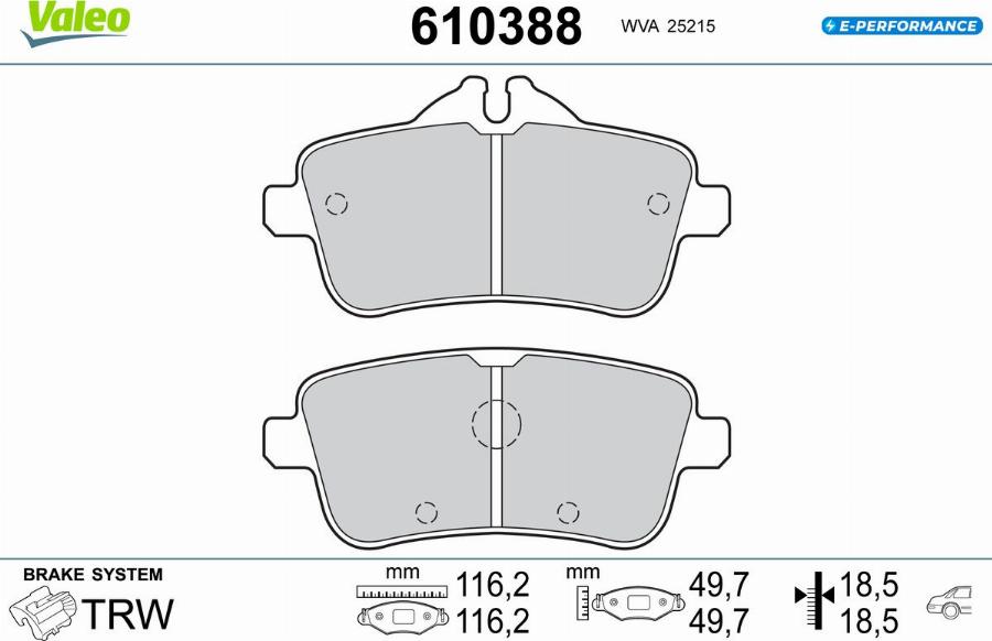 Valeo 610388 - Bremžu uzliku kompl., Disku bremzes www.autospares.lv