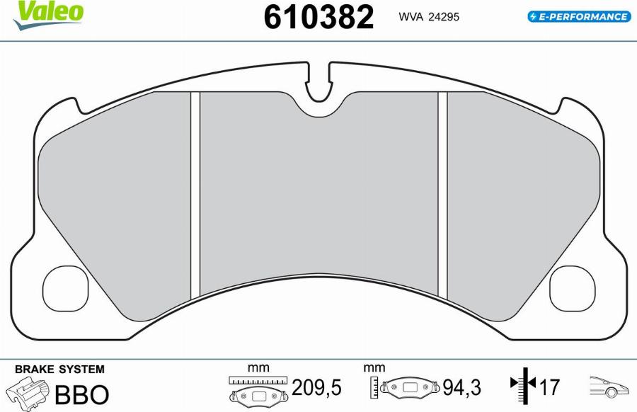 Valeo 610382 - Bremžu uzliku kompl., Disku bremzes www.autospares.lv