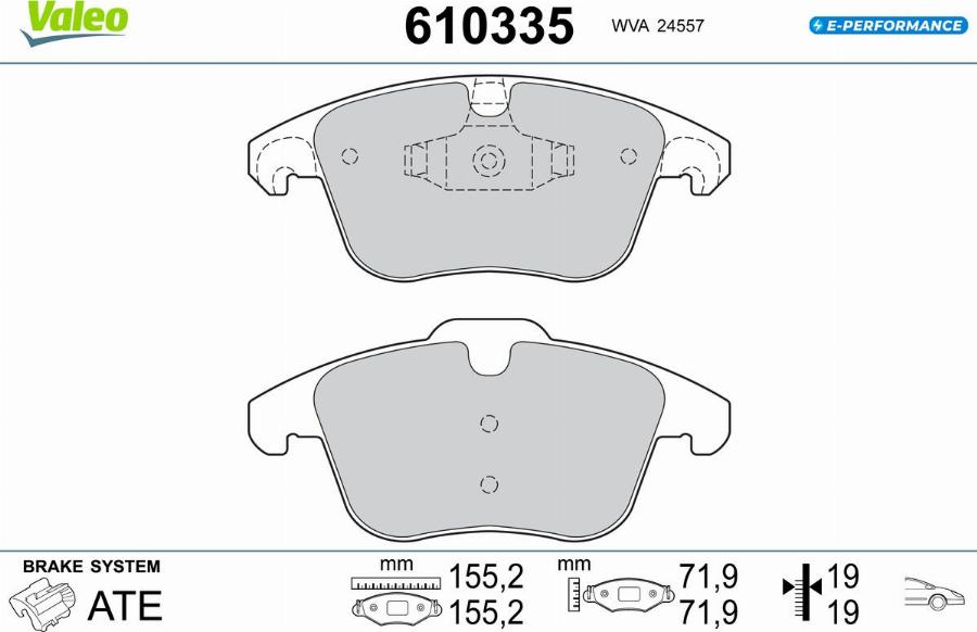 Valeo 610335 - Bremžu uzliku kompl., Disku bremzes www.autospares.lv