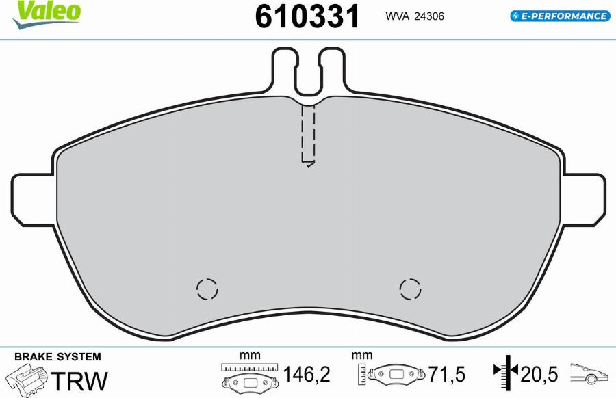 Valeo 610331 - Bremžu uzliku kompl., Disku bremzes www.autospares.lv