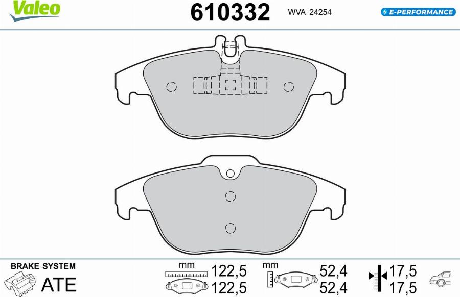 Valeo 610332 - Bremžu uzliku kompl., Disku bremzes www.autospares.lv