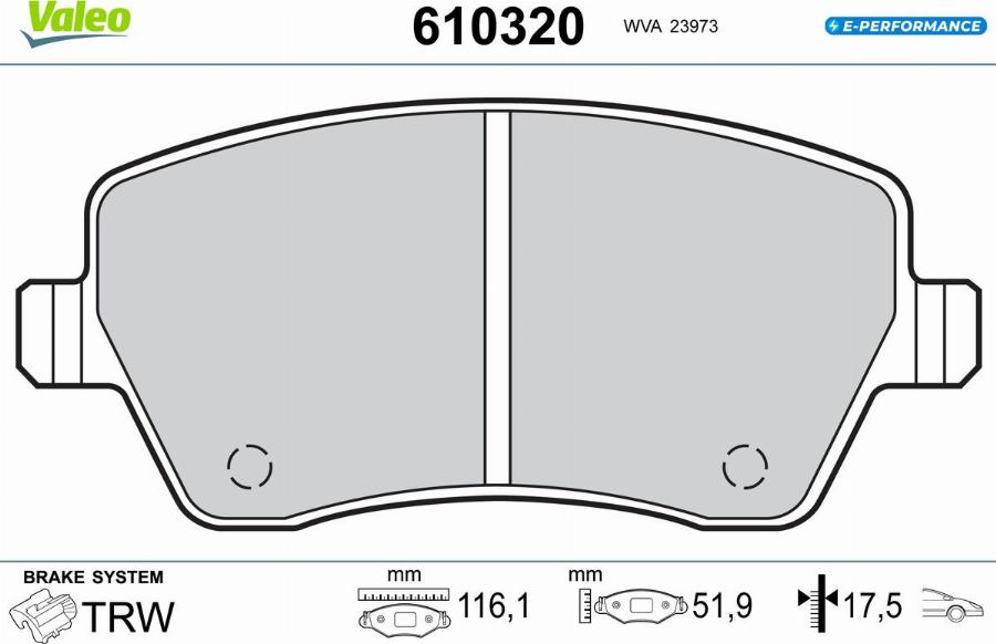 Valeo 610320 - Bremžu uzliku kompl., Disku bremzes www.autospares.lv