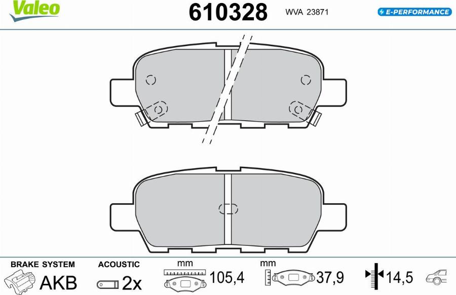 Valeo 610328 - Bremžu uzliku kompl., Disku bremzes www.autospares.lv