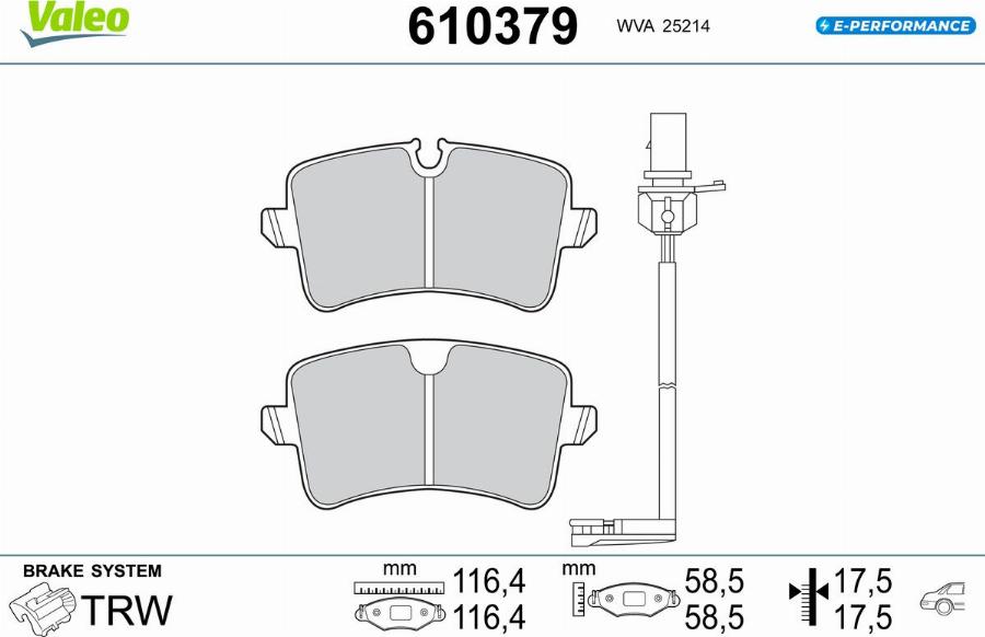 Valeo 610379 - Bremžu uzliku kompl., Disku bremzes www.autospares.lv