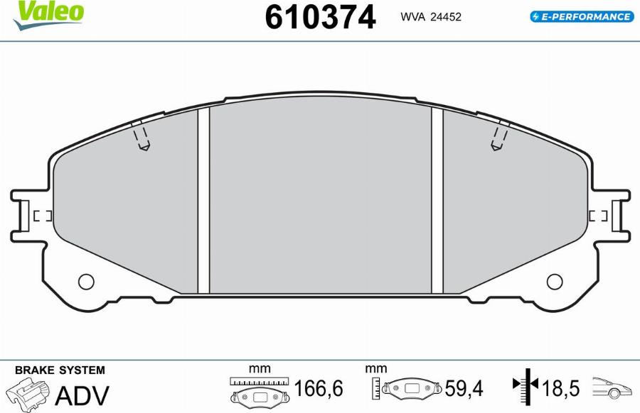 Valeo 610374 - Bremžu uzliku kompl., Disku bremzes www.autospares.lv