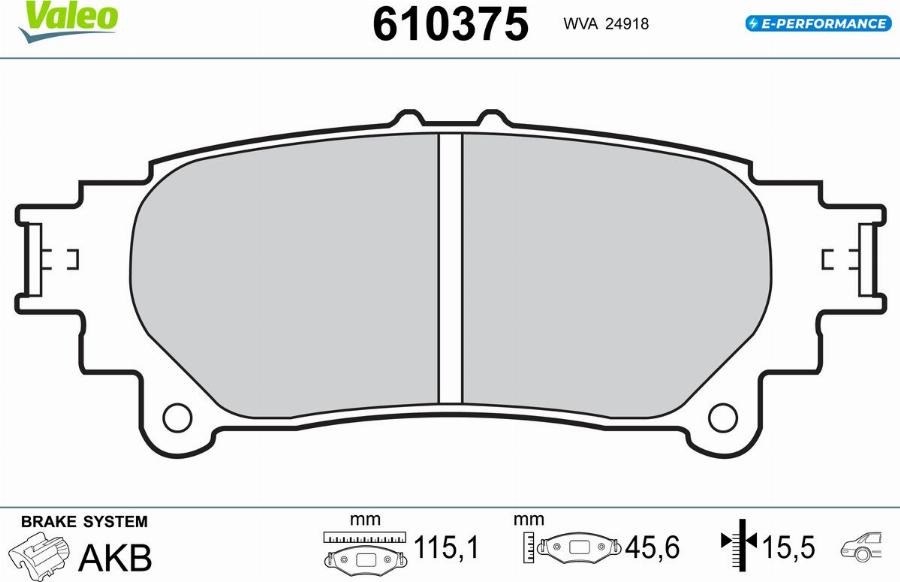 Valeo 610375 - Bremžu uzliku kompl., Disku bremzes www.autospares.lv