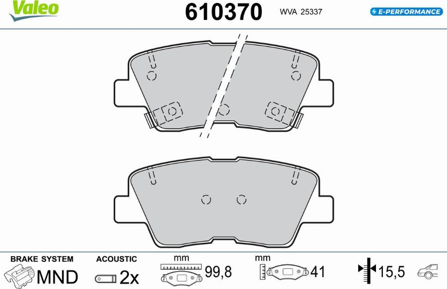 Valeo 610370 - Bremžu uzliku kompl., Disku bremzes www.autospares.lv