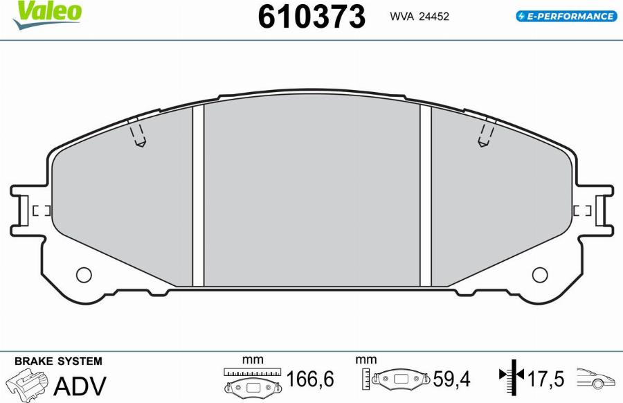 Valeo 610373 - Bremžu uzliku kompl., Disku bremzes www.autospares.lv