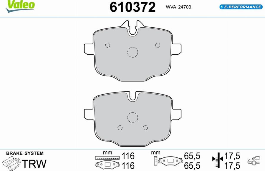 Valeo 610372 - Bremžu uzliku kompl., Disku bremzes www.autospares.lv