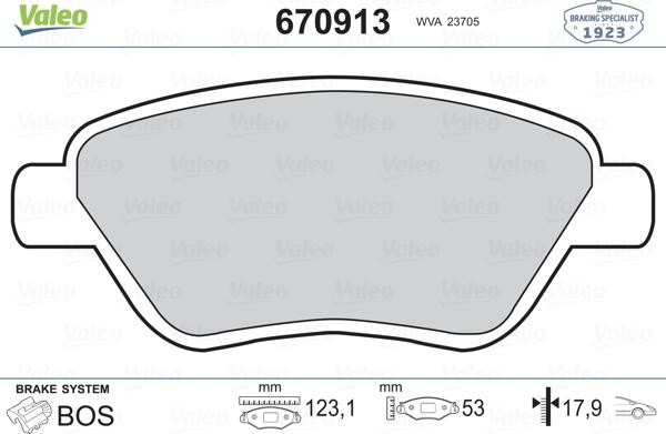 Valeo 670913 - Bremžu uzliku kompl., Disku bremzes autospares.lv