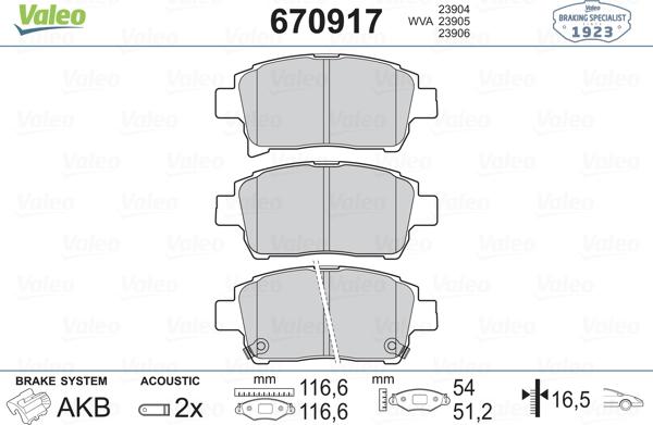 Valeo 670917 - Bremžu uzliku kompl., Disku bremzes autospares.lv