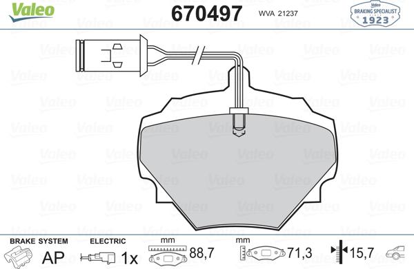 Valeo 670497 - Bremžu uzliku kompl., Disku bremzes autospares.lv