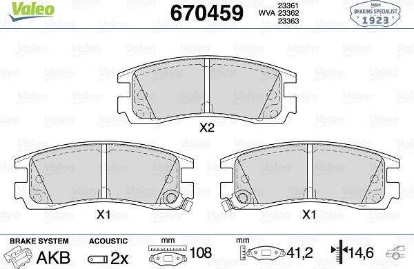 Valeo 670459 - Bremžu uzliku kompl., Disku bremzes www.autospares.lv