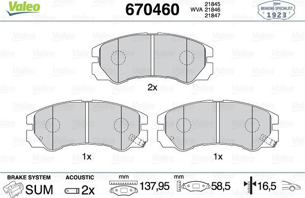 Valeo 670460 - Bremžu uzliku kompl., Disku bremzes www.autospares.lv