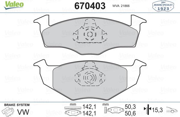 Valeo 670403 - Тормозные колодки, дисковые, комплект www.autospares.lv