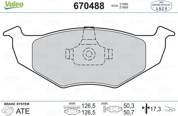 Valeo 670488 - Тормозные колодки, дисковые, комплект www.autospares.lv