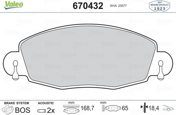 Valeo 670432 - Bremžu uzliku kompl., Disku bremzes autospares.lv