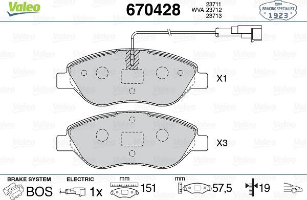 Valeo 670428 - Bremžu uzliku kompl., Disku bremzes autospares.lv