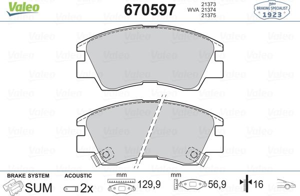 Valeo 670597 - Bremžu uzliku kompl., Disku bremzes autospares.lv