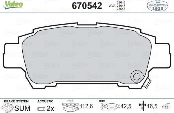 Valeo 670542 - Bremžu uzliku kompl., Disku bremzes autospares.lv