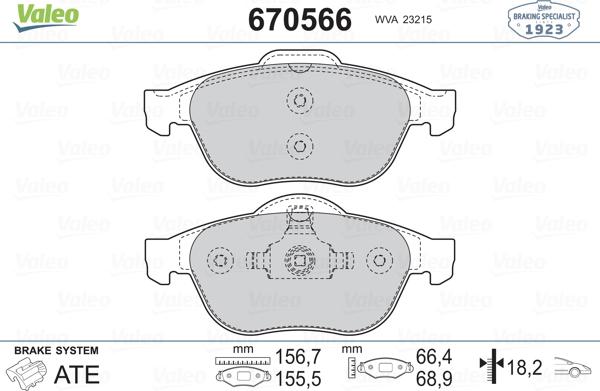 Valeo 670566 - Bremžu uzliku kompl., Disku bremzes autospares.lv