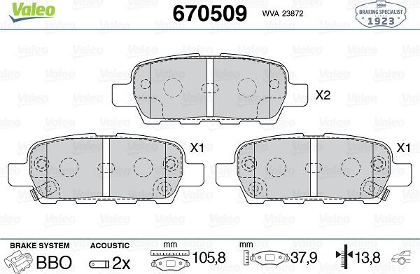 Valeo 670509 - Bremžu uzliku kompl., Disku bremzes autospares.lv