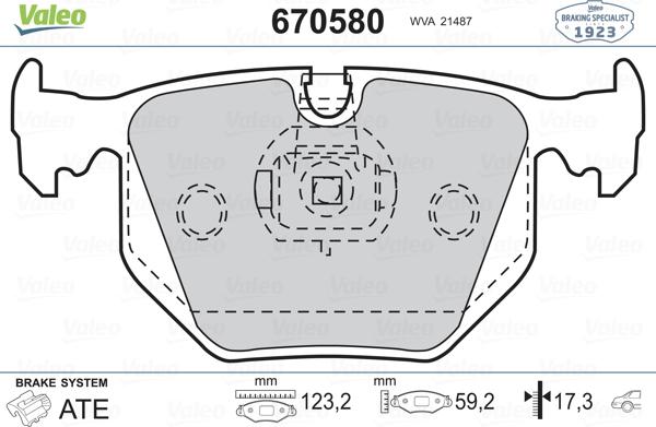 Valeo 670580 - Brake Pad Set, disc brake www.autospares.lv