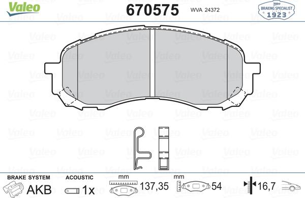 Valeo 670575 - Bremžu uzliku kompl., Disku bremzes autospares.lv