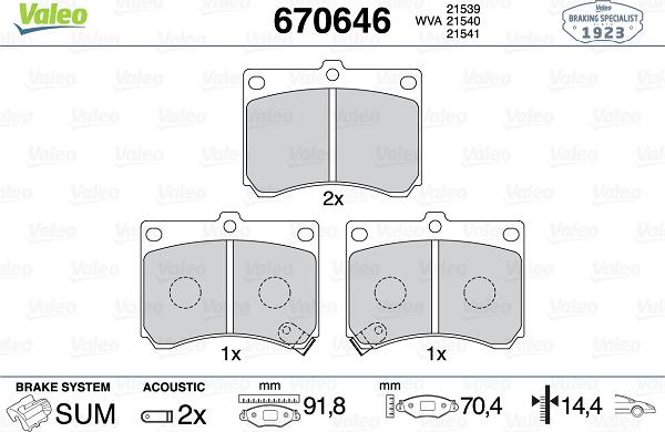 Valeo 670646 - Bremžu uzliku kompl., Disku bremzes autospares.lv