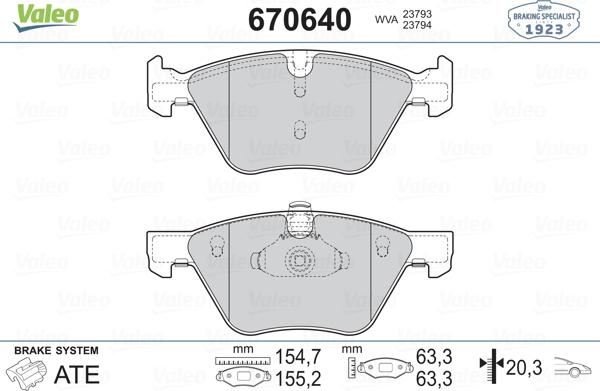 Valeo 670640 - Тормозные колодки, дисковые, комплект www.autospares.lv