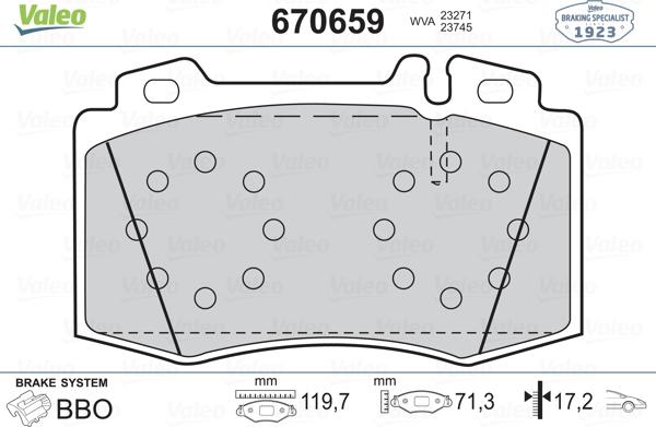 Valeo 670659 - Bremžu uzliku kompl., Disku bremzes autospares.lv