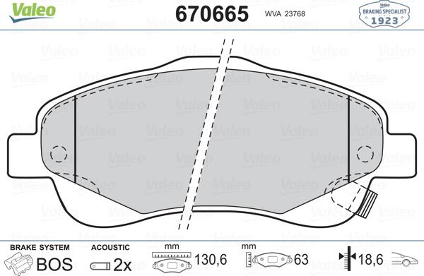 Valeo 670665 - Bremžu uzliku kompl., Disku bremzes autospares.lv