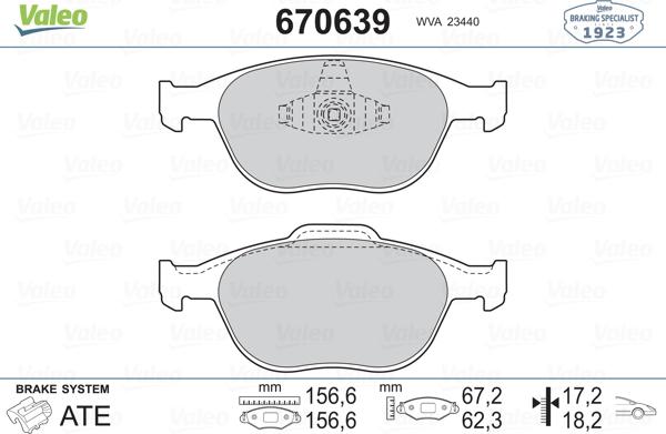 Valeo 670639 - Bremžu uzliku kompl., Disku bremzes autospares.lv