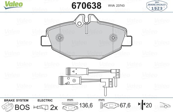 Valeo 670638 - Bremžu uzliku kompl., Disku bremzes autospares.lv