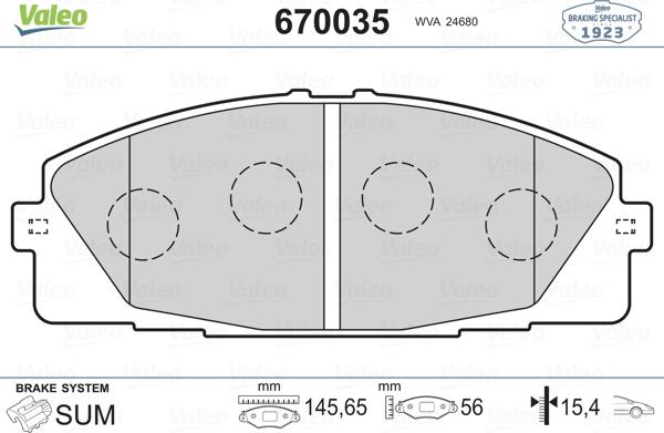 Valeo 670035 - Bremžu uzliku kompl., Disku bremzes autospares.lv