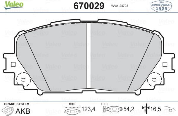 Valeo 670029 - Bremžu uzliku kompl., Disku bremzes www.autospares.lv