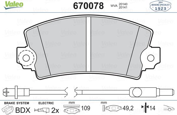 Valeo 540765 - Bremžu uzliku kompl., Disku bremzes www.autospares.lv