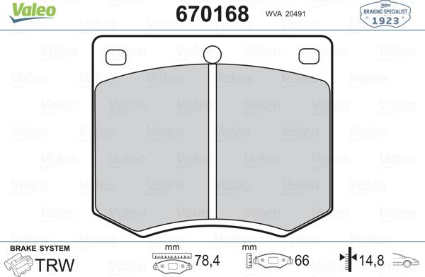 Valeo 670168 - Bremžu uzliku kompl., Disku bremzes www.autospares.lv