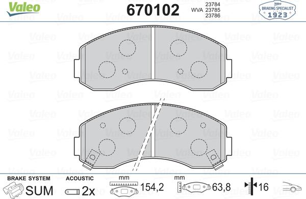 Valeo 670102 - Bremžu uzliku kompl., Disku bremzes www.autospares.lv