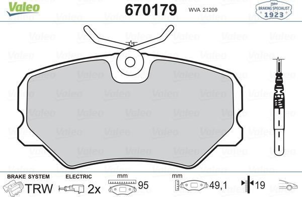 Valeo 670179 - Bremžu uzliku kompl., Disku bremzes autospares.lv